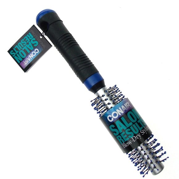 Conair Salon Results Set 2 Brushes Small Blue Blow Dry Styling Round Rubber Grip - Picture 2 of 2